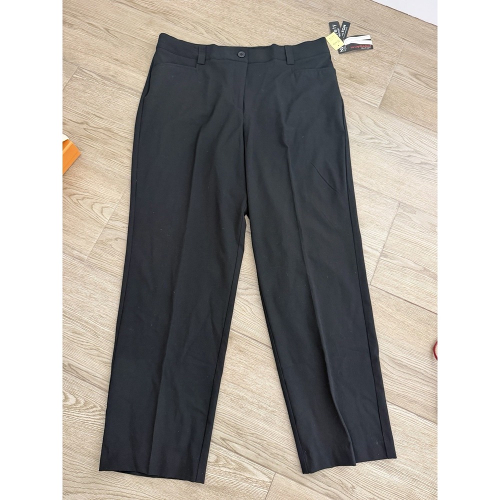 Nine West Women's Black Stretch Dress Pants 14W Plus Straight Leg Pockets